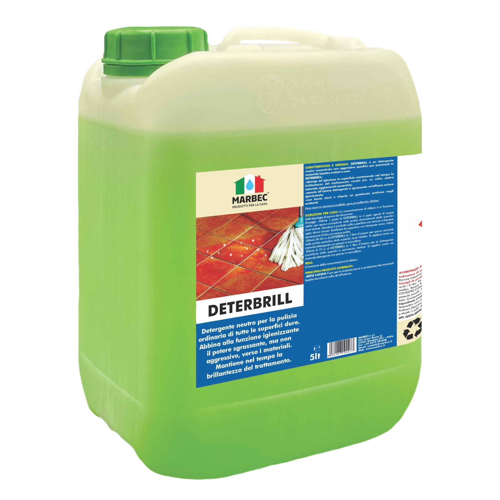 Detergente per pavimento duro cerato cotto pietra graniglia marmette DETERBRILL