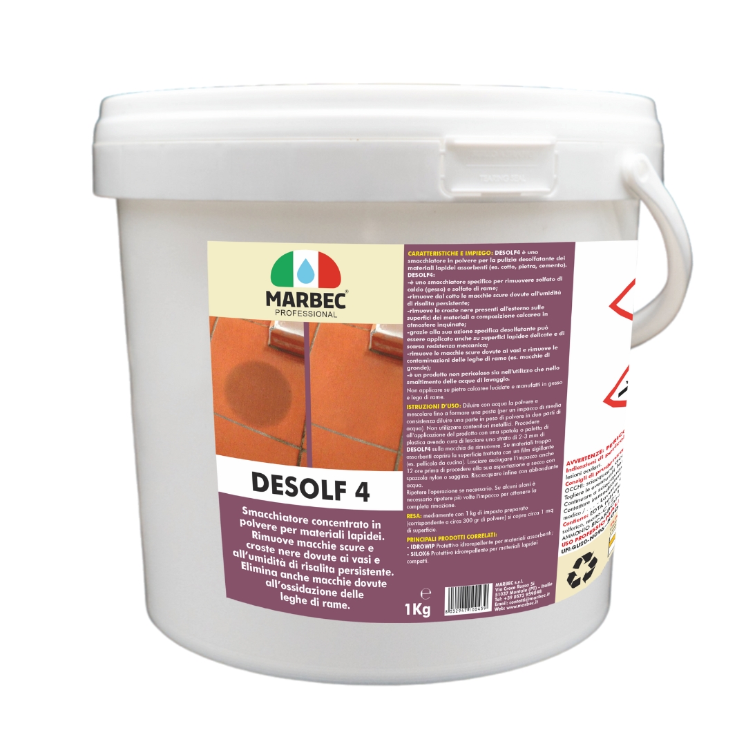 Detersivo pavimenti esterni per rimuovere croste nere e segni dei vasi DESOLF4