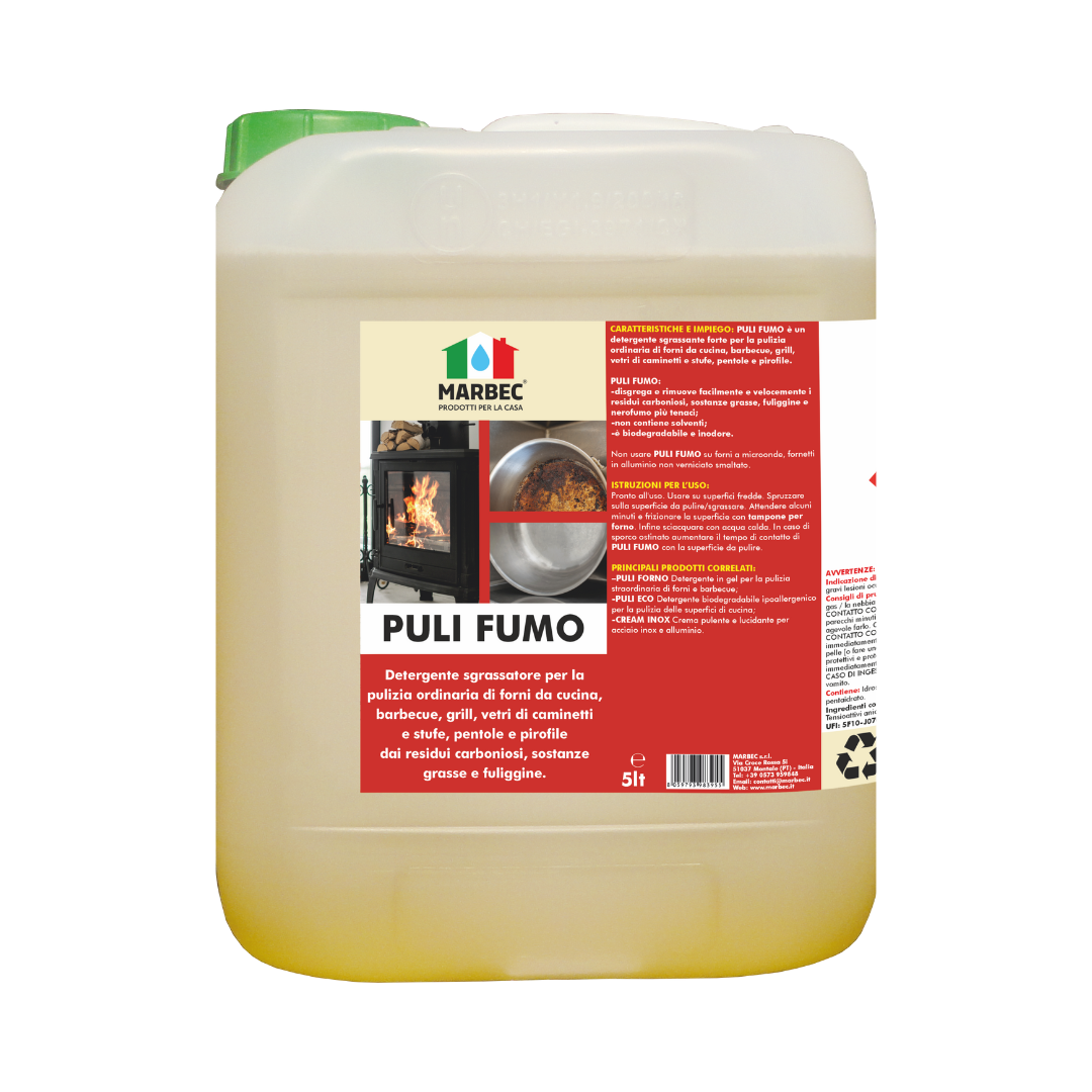 PULI FUMO - Detergente sgrassatore igienizzante forte per forni, barbecue,  stufe