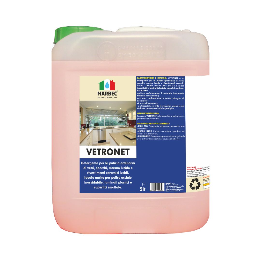 VETRONET - Detergente igienizzante universale per tutte le superfici lucide
