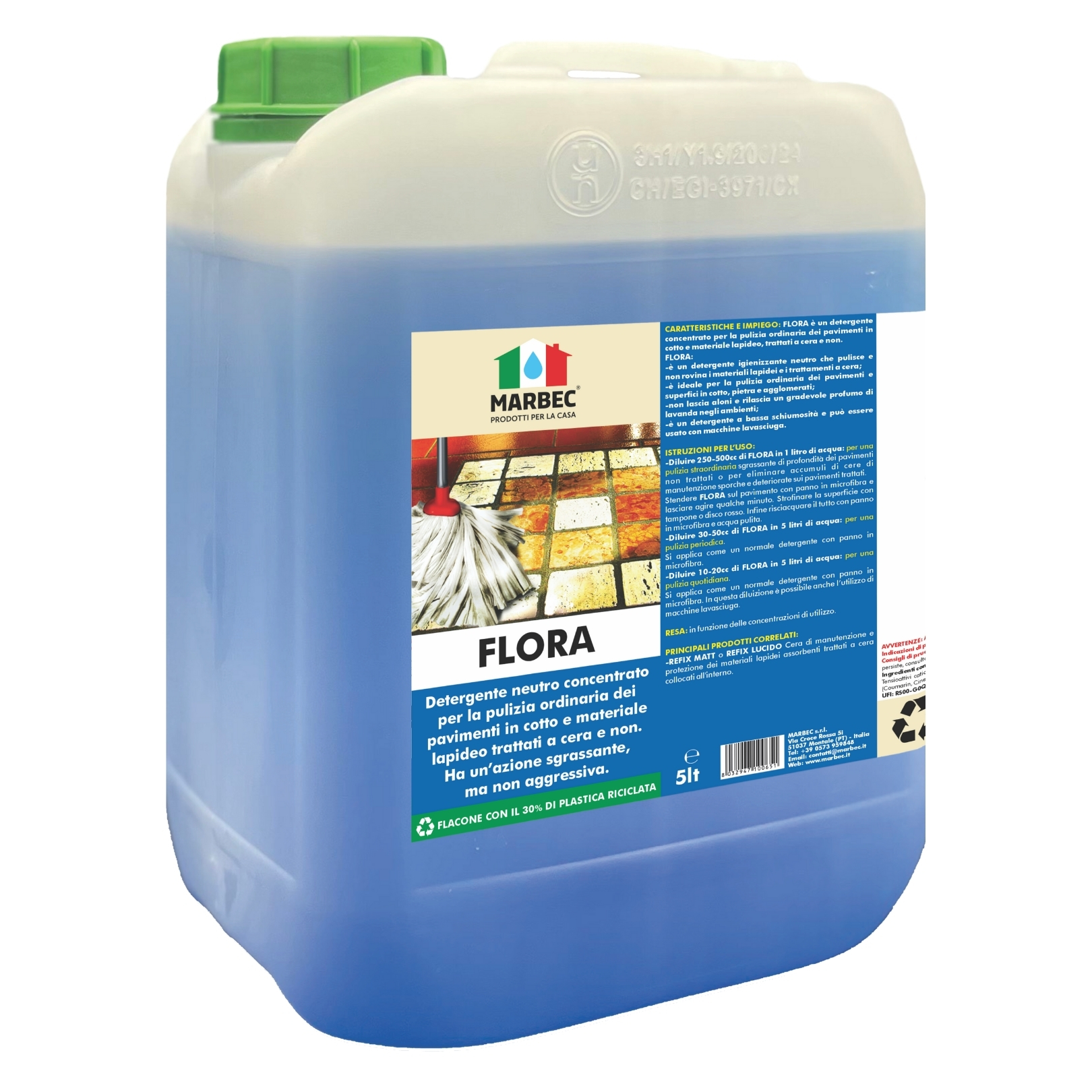 Detersivo pavimento specifico per a pulizia cotto, pietra, cemento, marmo FLORA